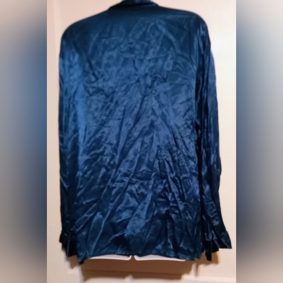 🛍️ BUNDLE ONLY🛍️Chic Deep Blue Satin Women's Blouse - Picture 3 of 6
